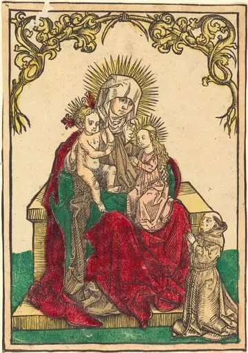 Saint Anne, The Madonna and Child, and a Franciscan Monk, by German 15th Century