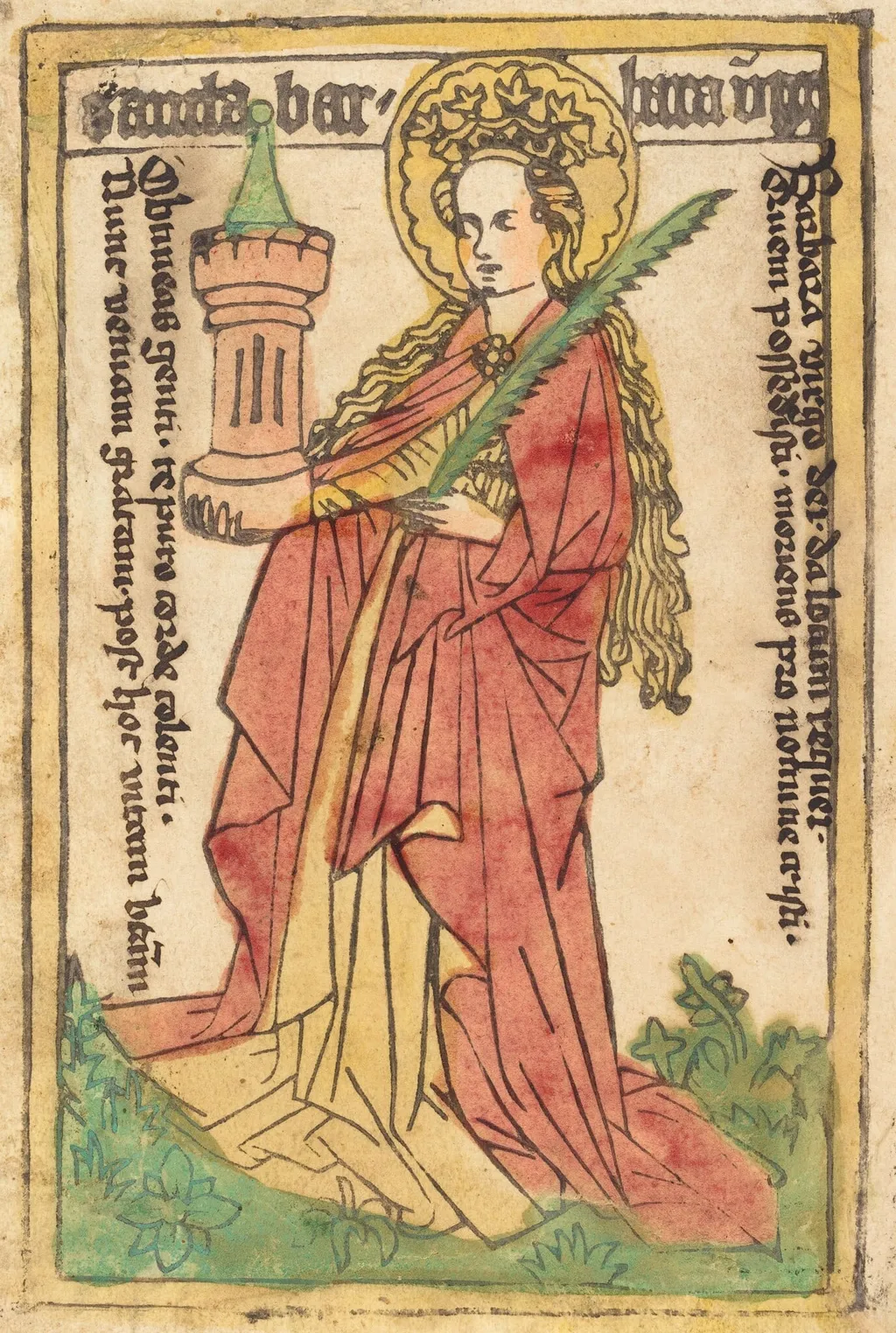 Saint Barbara, by German 15th Century, ink, 1450
