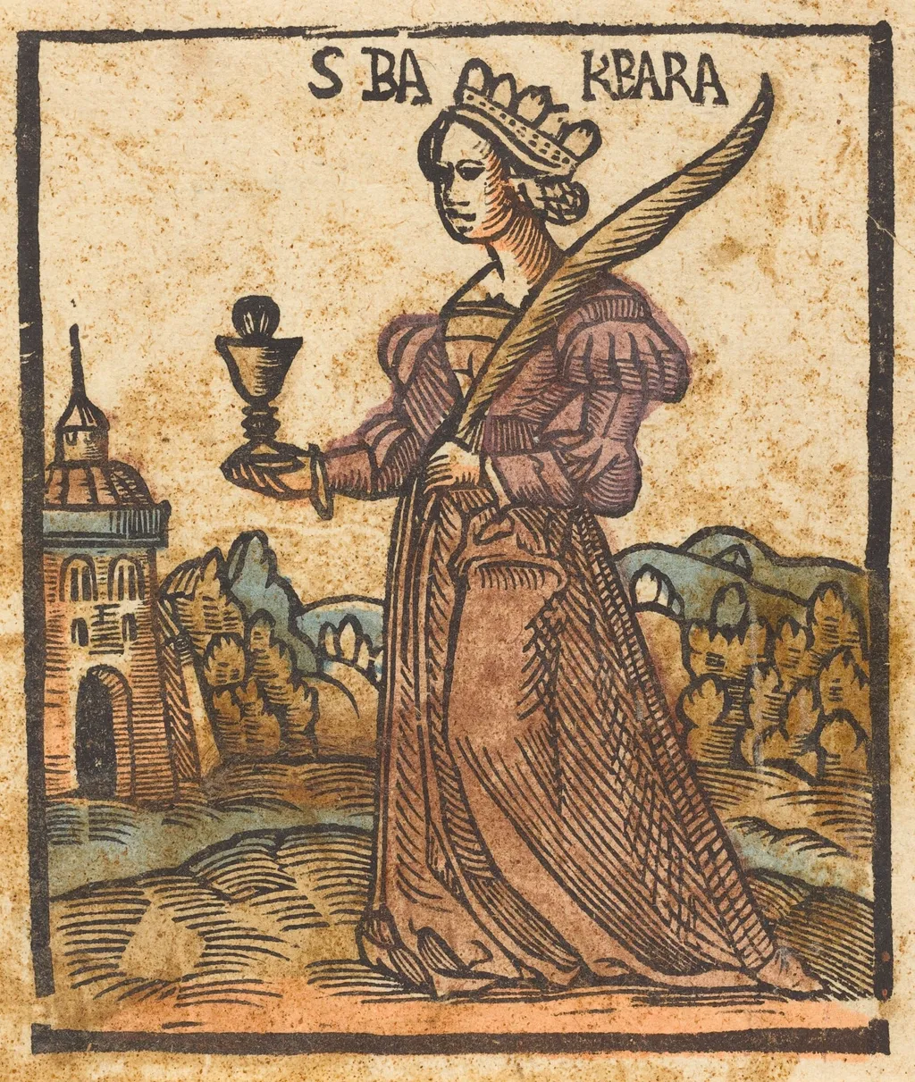 Saint Barbara, by German 15th Century, ink, 1500