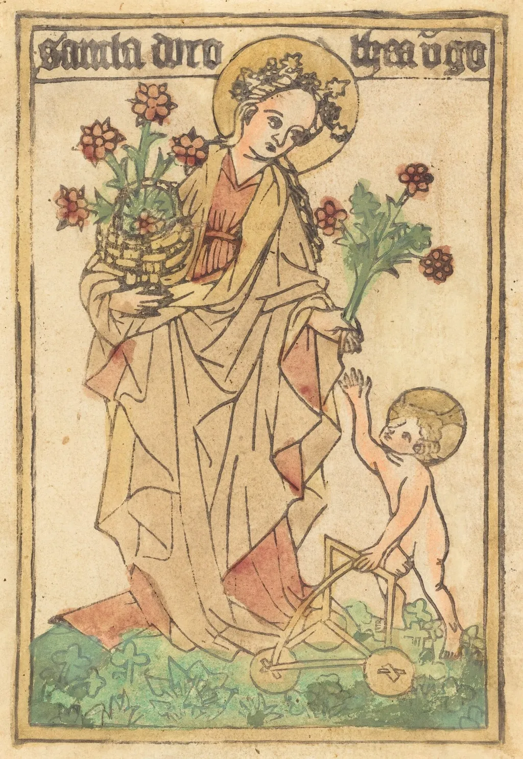 Saint Dorothy, by German 15th Century, ink, 1450
