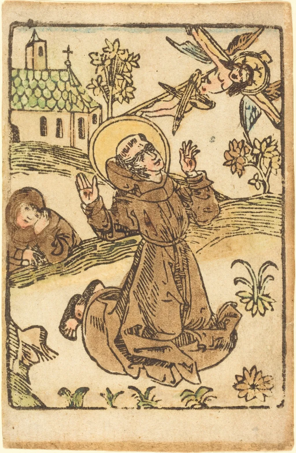 Saint Francis Receiving the Stigmata, by German 15th Century, ink, 1480