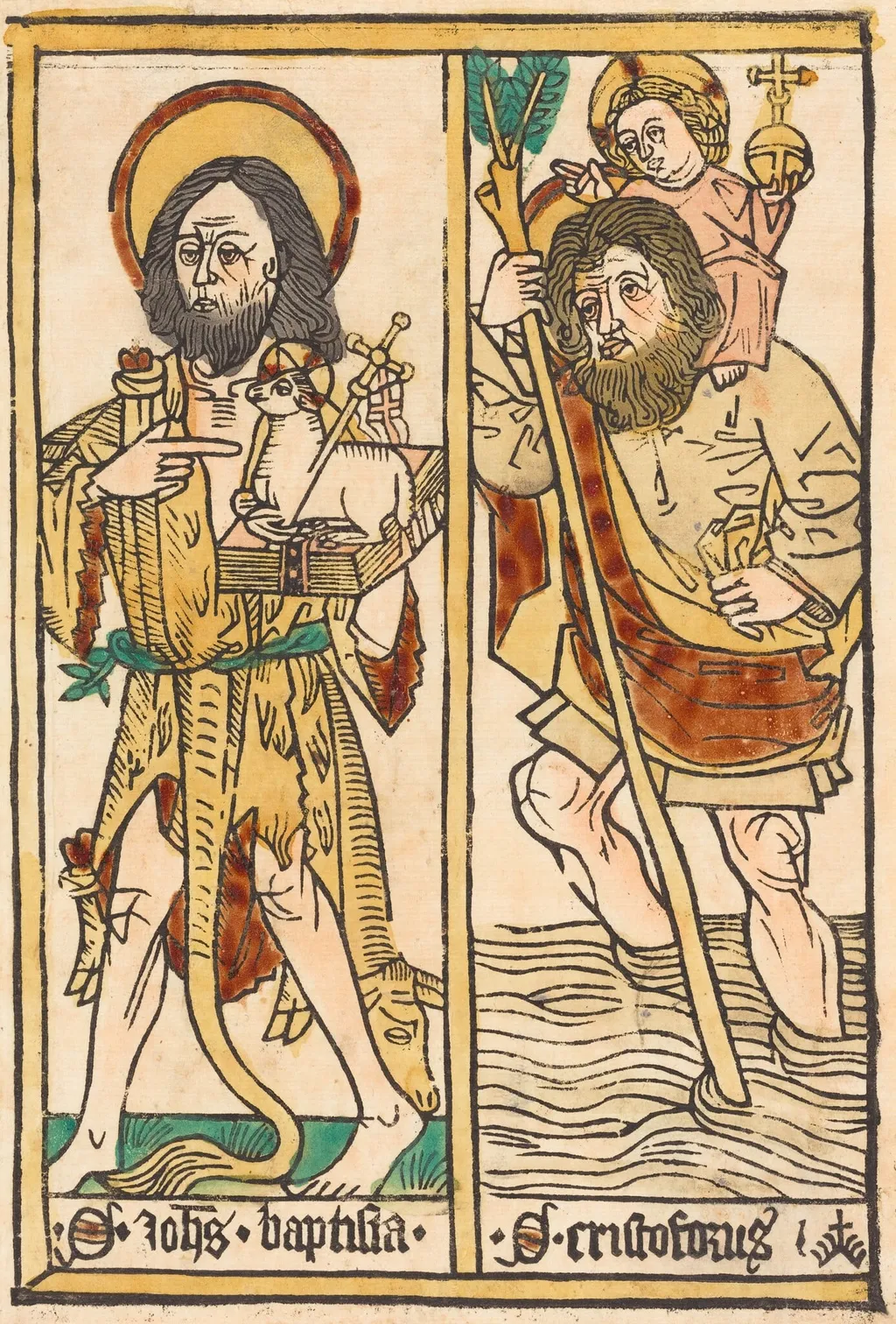 Saint John the Baptist and Saint Christopher, by German 15th Century, ink, 1475