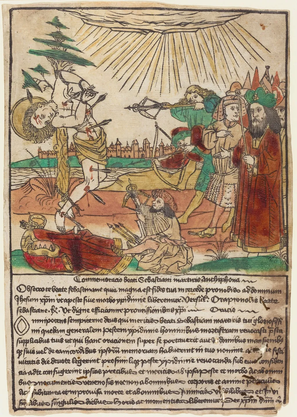 Saint Sebastian, by German 15th Century, ink, 1450