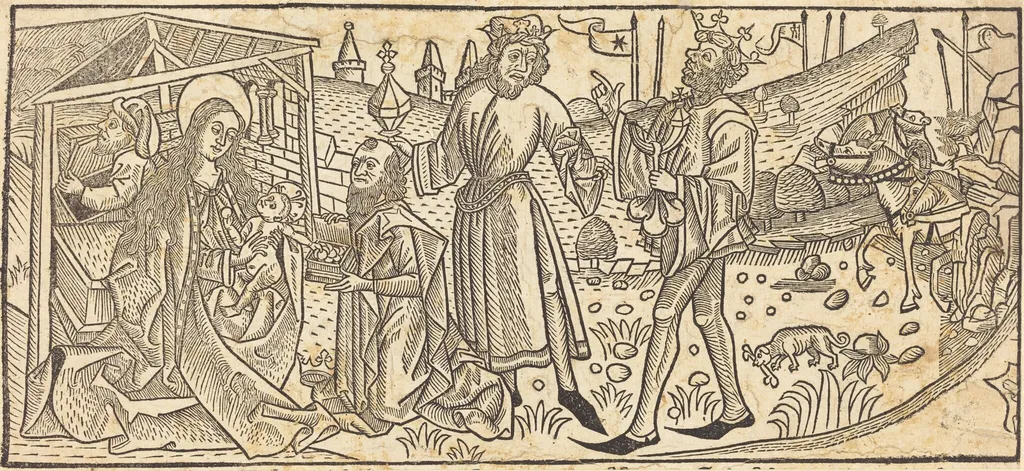 The Adoration of the Magi, by German 15th Century, ink, 1486