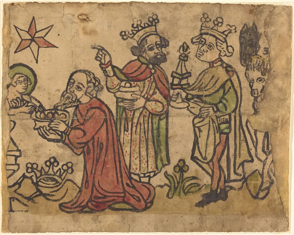 The Adoration of the Magi, by German 15th Century, ink, 1400