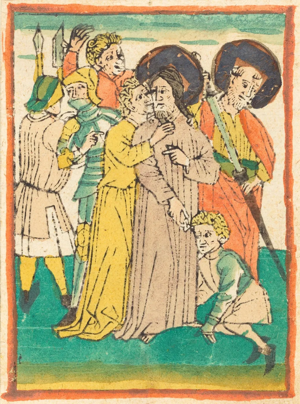 The Betrayal of Christ, by German 15th Century, ink, 1462