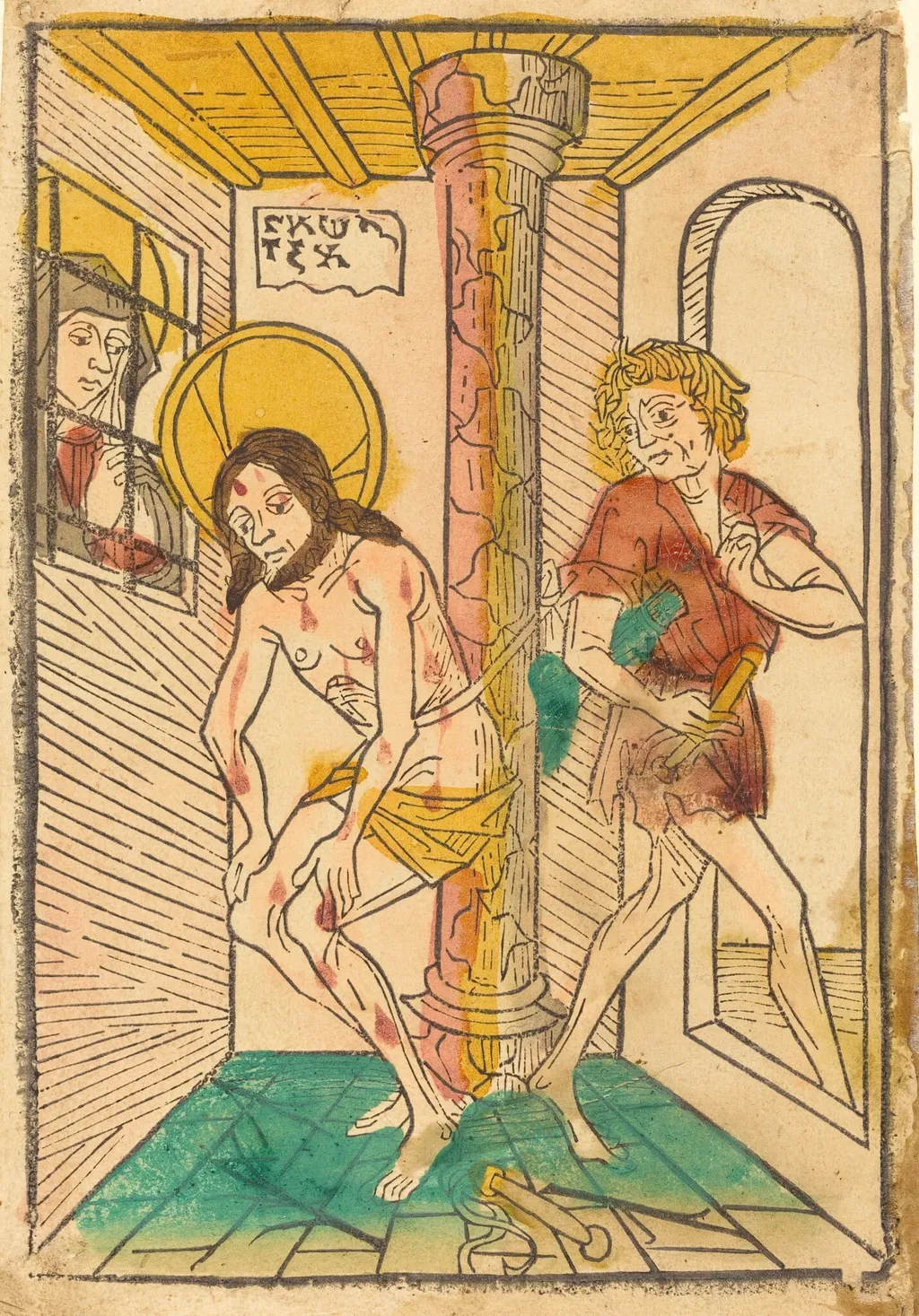The Flagellation in the Presence of Mary, by German 15th Century, ink, 1470