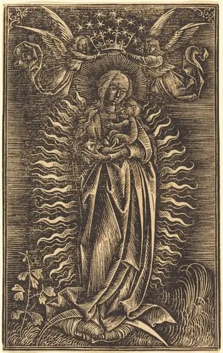 The Virgin Crowned by Two Angels, by German 15th Century