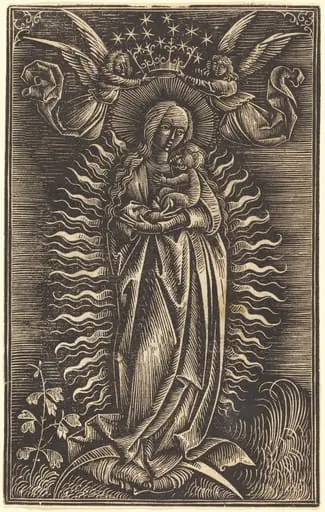 The Virgin Crowned by Two Angels, by German 15th Century