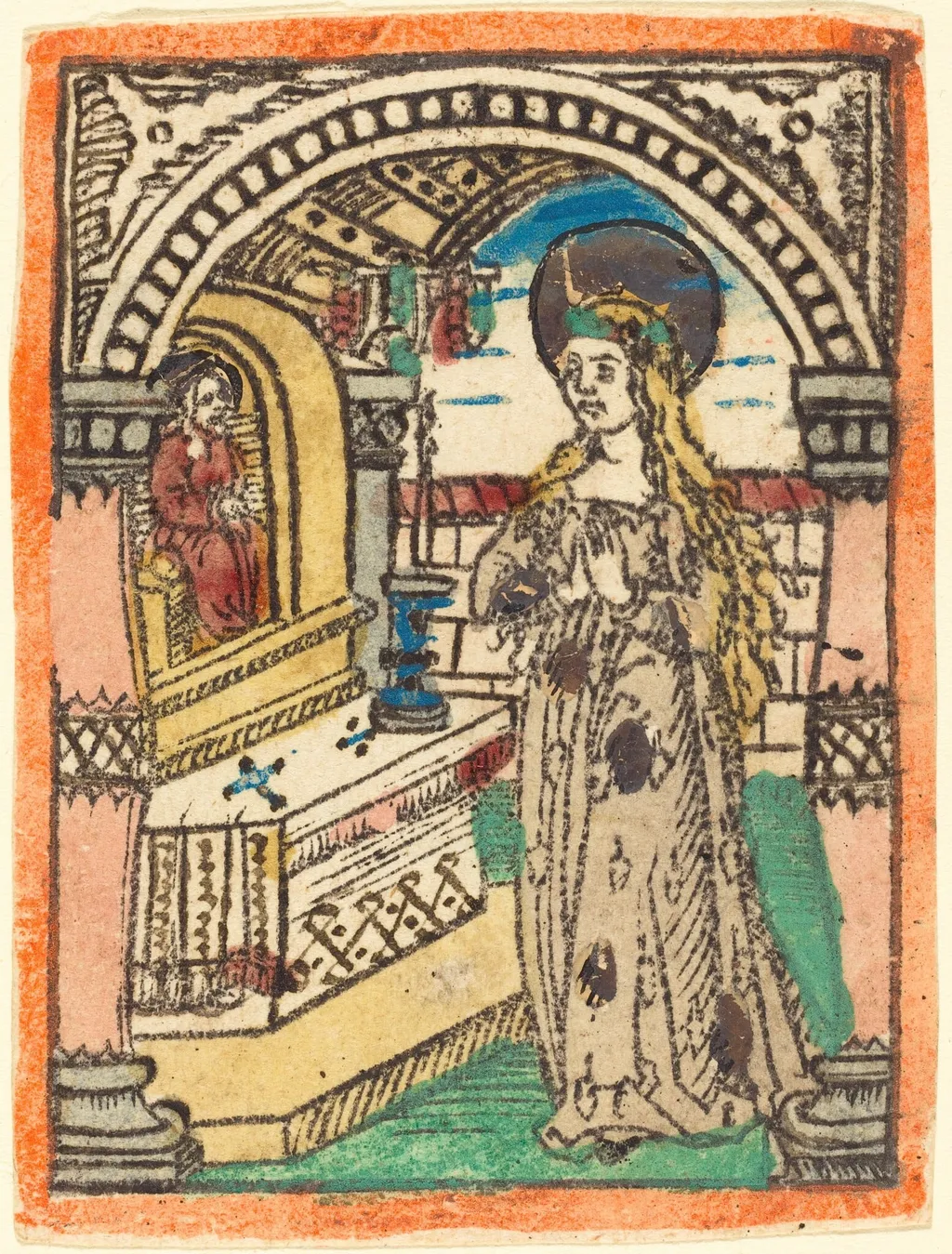 The Virgin in a Robe Embroidered with Ears of Corn, by German 15th Century, ink, 1475