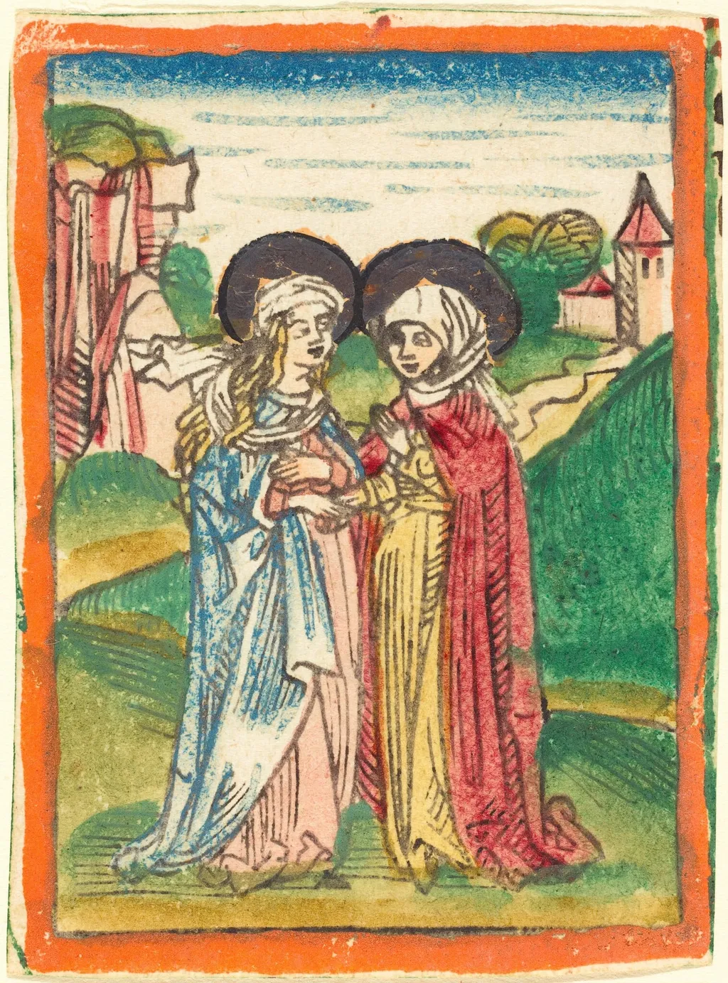The Visitation, by German 15th Century, ink, 1485