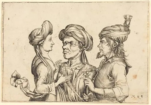 Three Oriental Figures, by German 15th Century