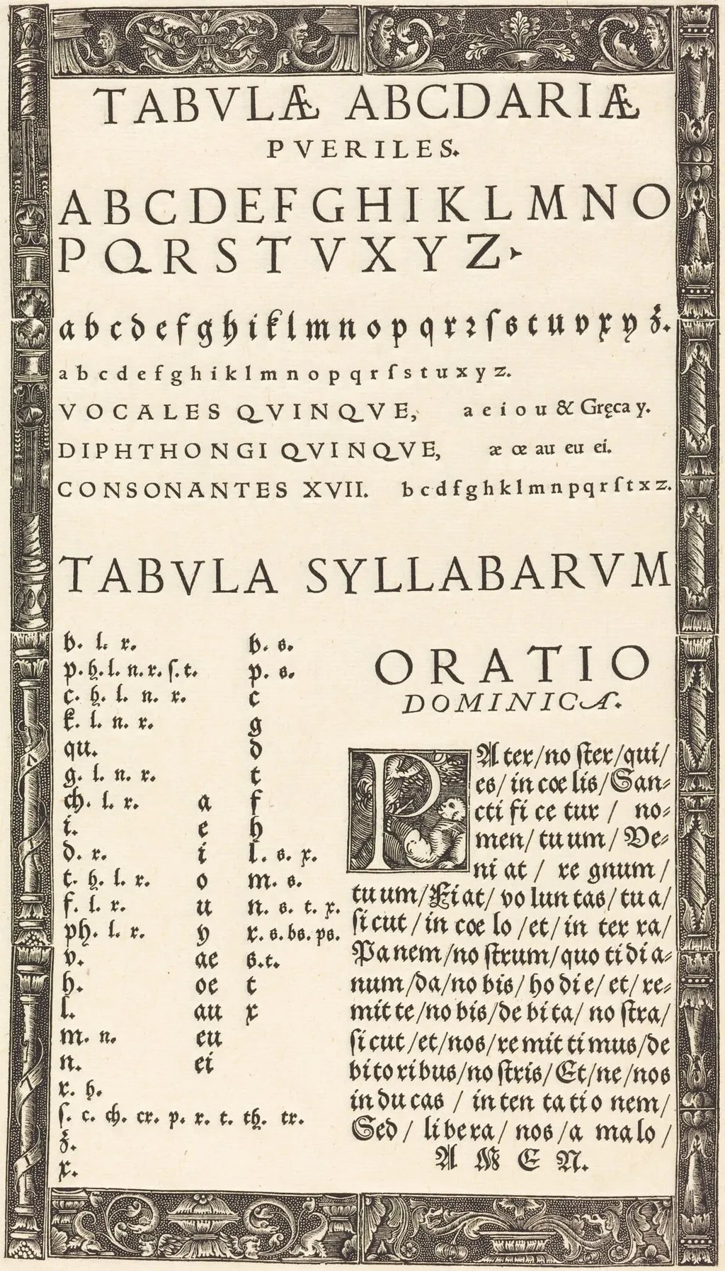 Alphabet for a Primer, by German 16th Century, ink, 1550