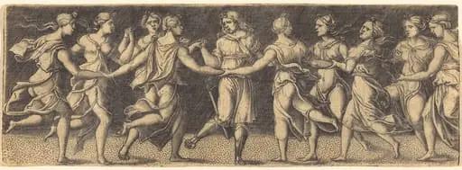 Apollo Dancing with the Nine Muses, by German 16th Century
