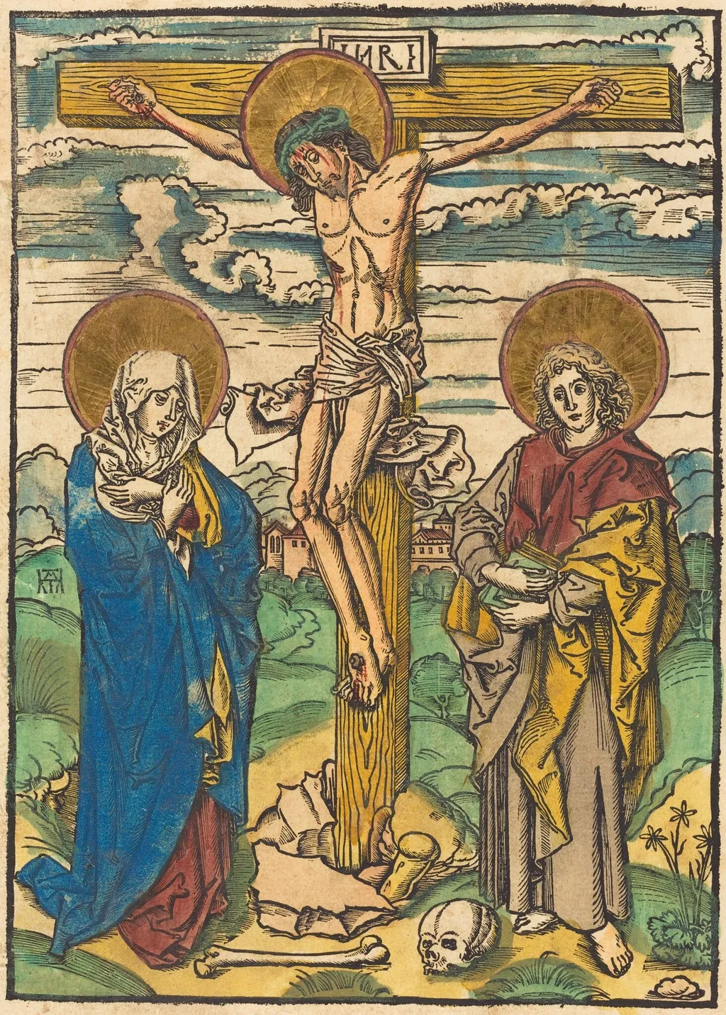 Christ on the Cross, by German 16th Century, gouache, 1512