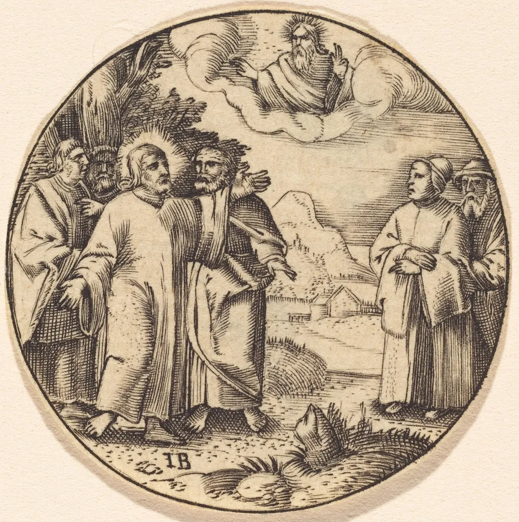 Christ with Three of His Apostles, by German 16th Century, ink, 1550