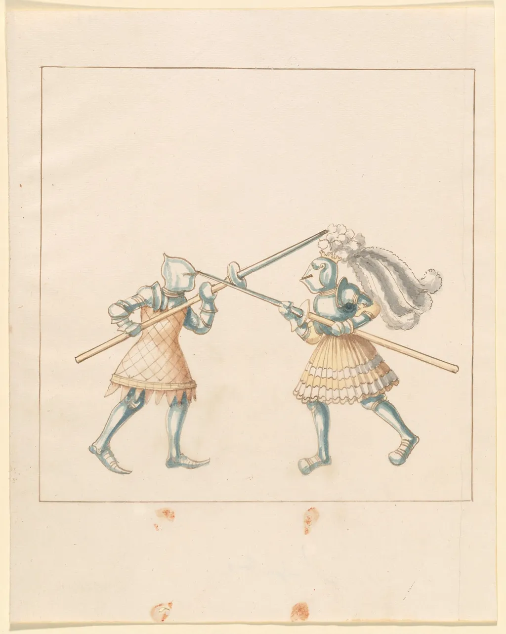 Foot Combat with Awl Pikes, by German 16th Century, ink, 1514