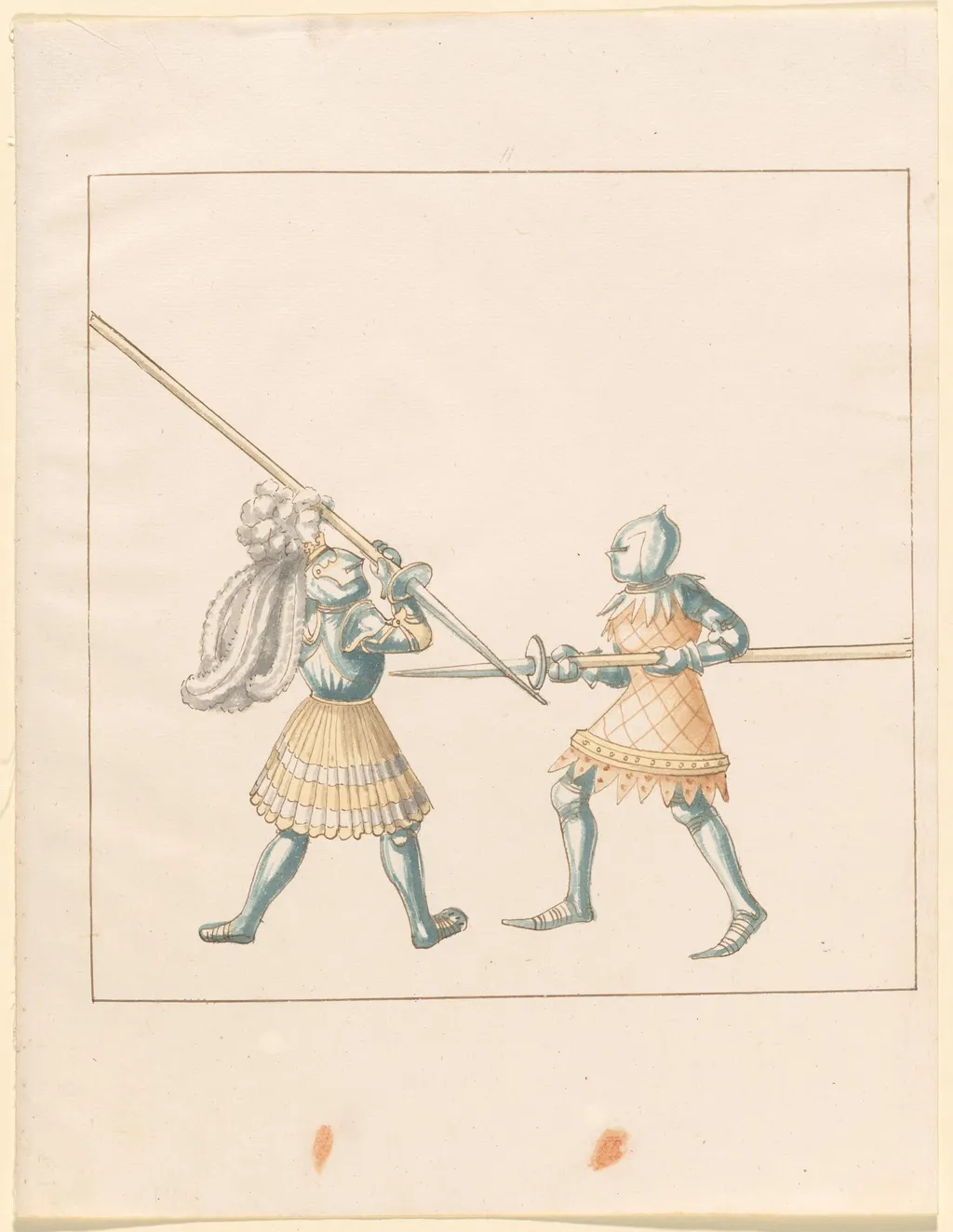 Foot Combat with Awl Pikes, by German 16th Century, ink, 1514