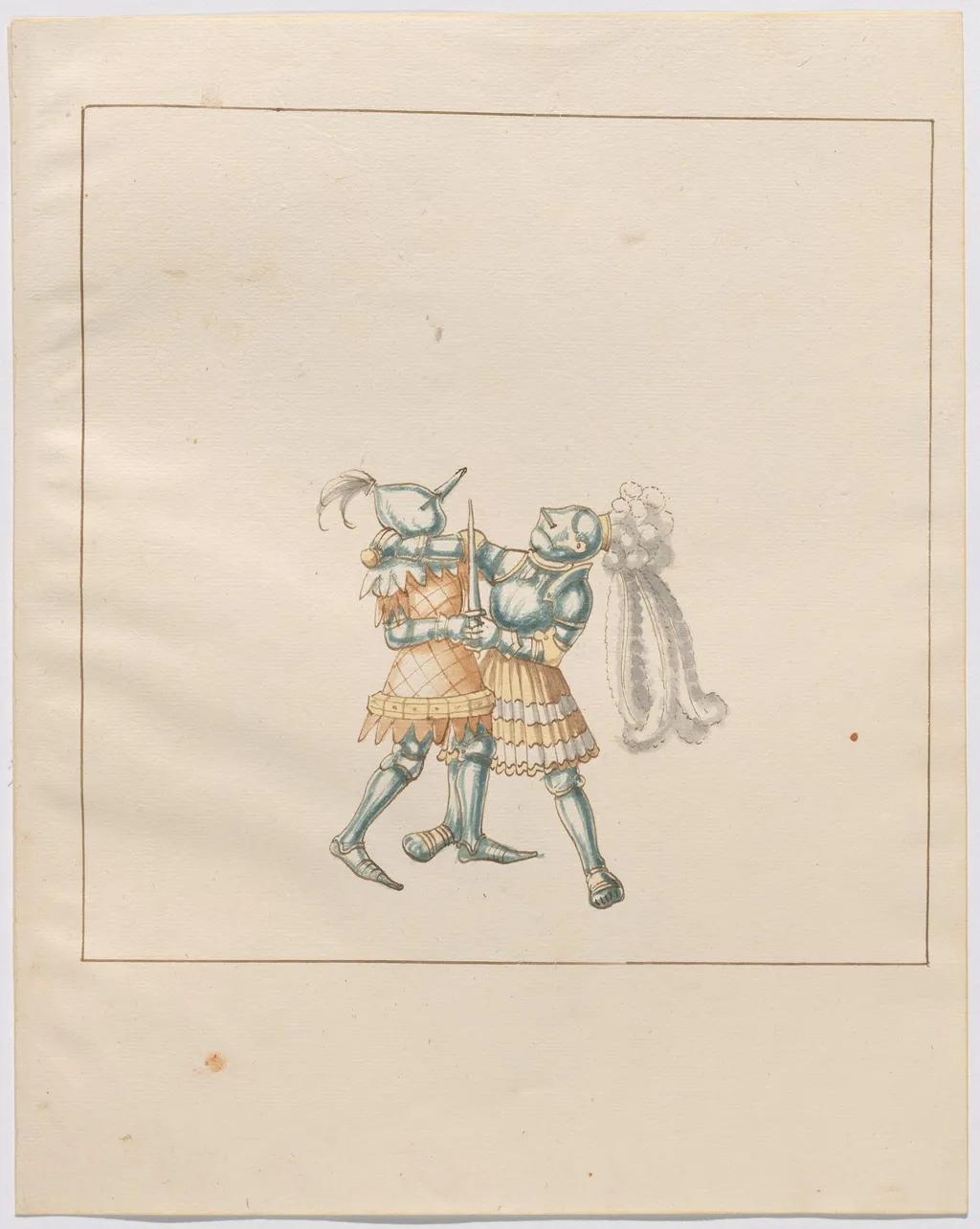 Foot Combat with Daggers, by German 16th Century, ink, 1514