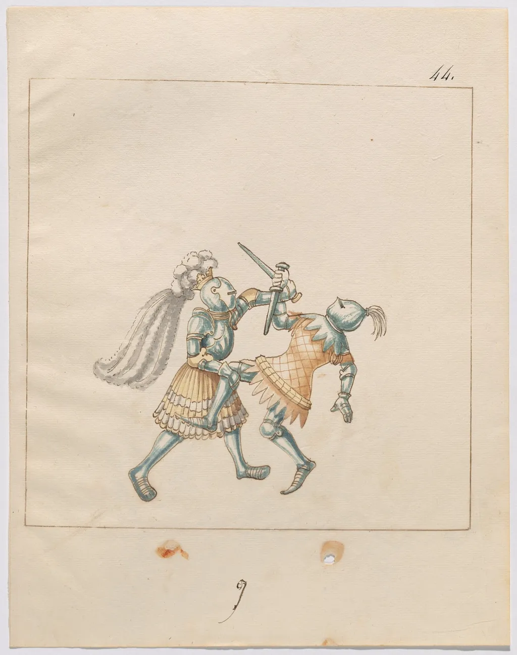 Foot Combat with Daggers, by German 16th Century, ink, 1514