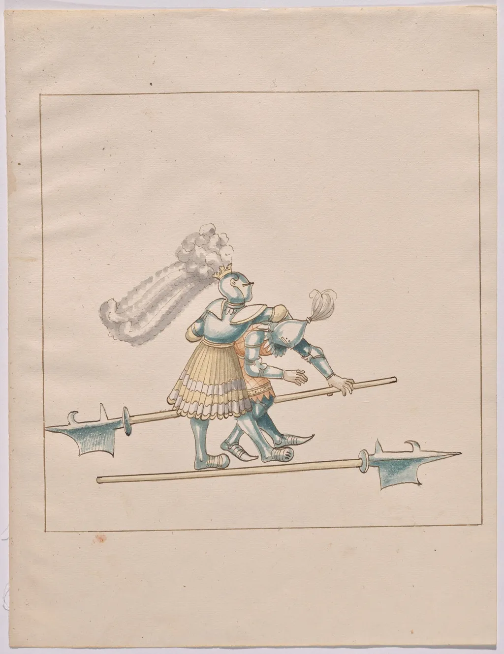 Foot Combat with Halberds, by German 16th Century, ink, 1514
