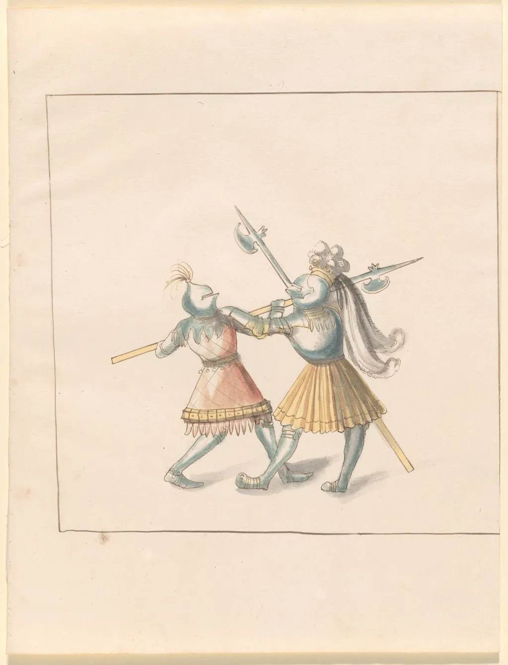 Foot Combat with Halberds, by German 16th Century, ink, 1514
