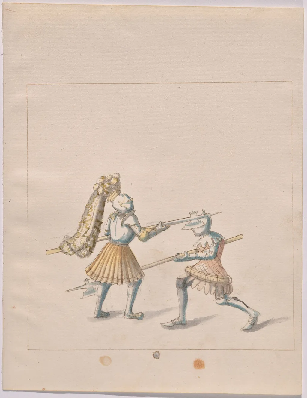 Foot Combat with Halberds, by German 16th Century, ink, 1514