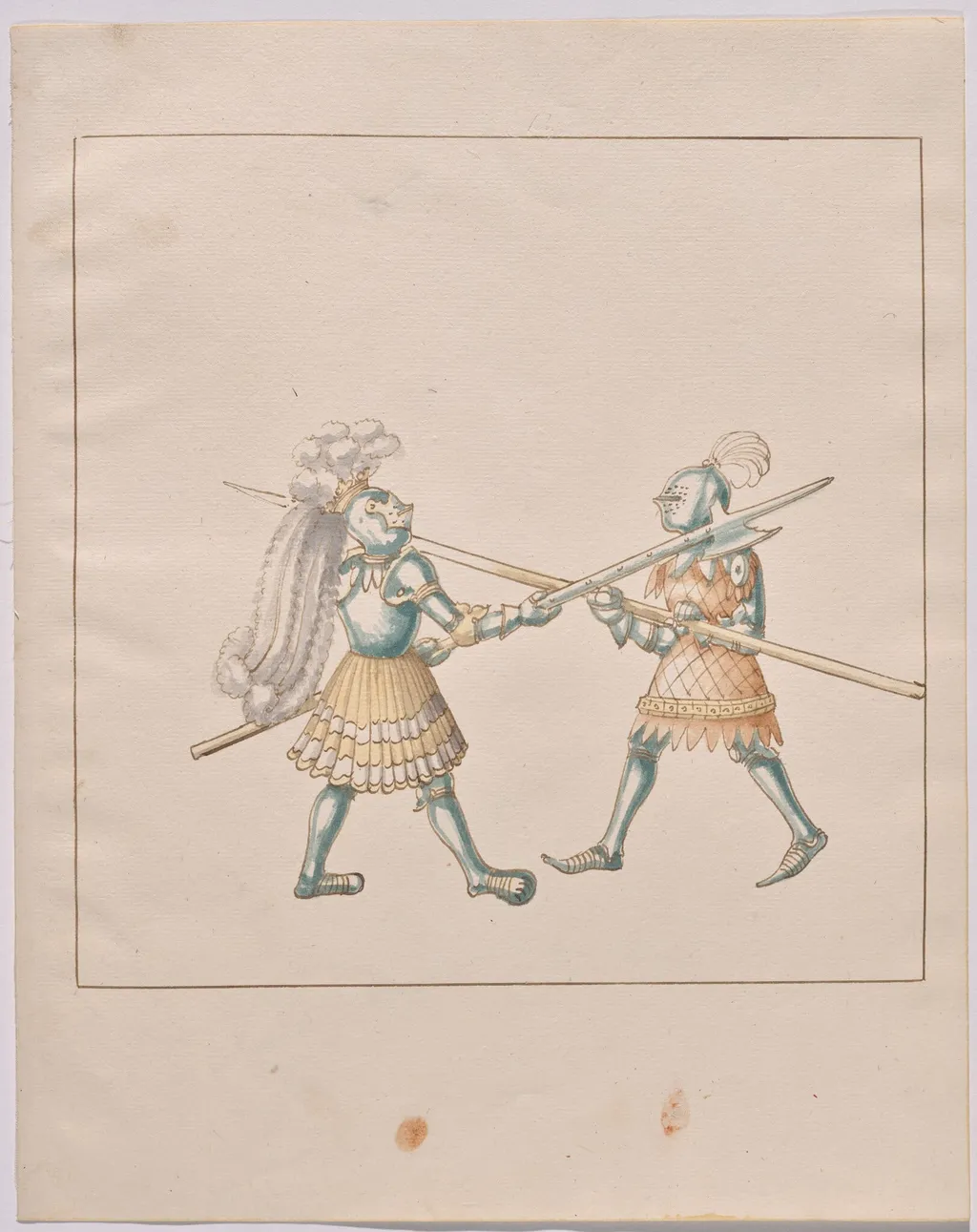 Foot Combat with Halberds, by German 16th Century, ink, 1514