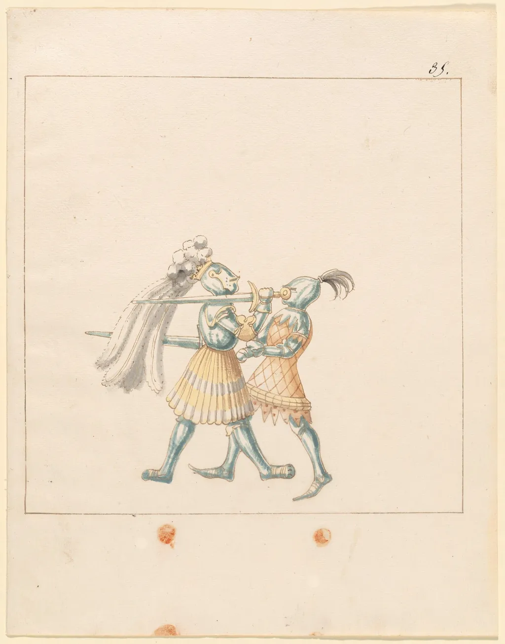 Foot Combat with Longswords, by German 16th Century, ink, 1514