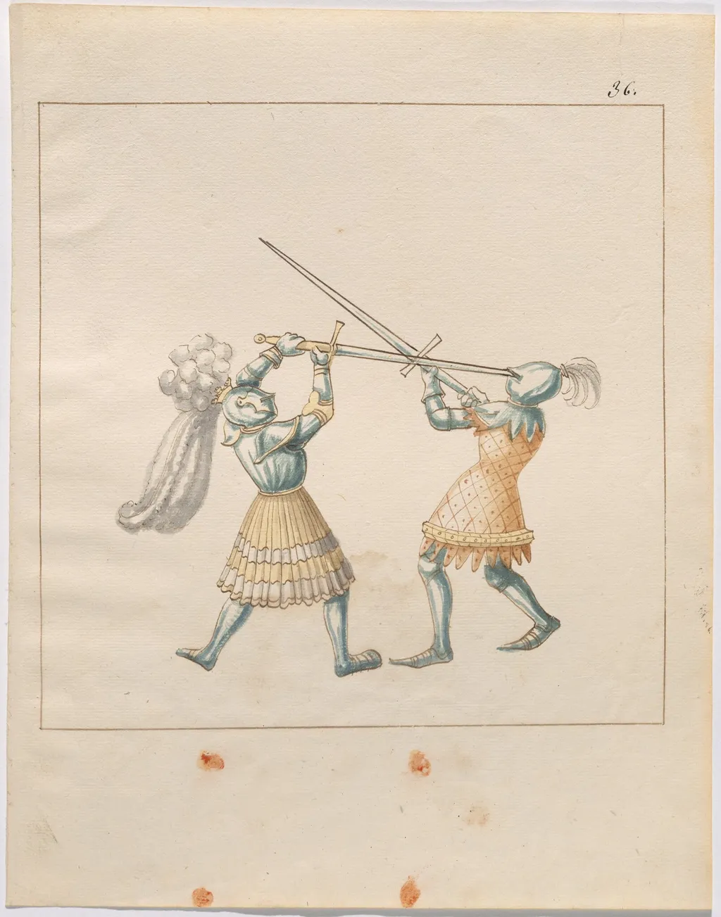 Foot Combat with Longswords, by German 16th Century, ink, 1514