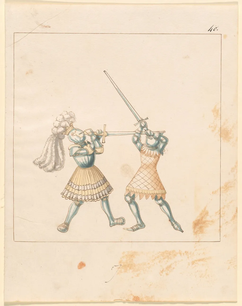Foot Combat with Longswords, by German 16th Century, ink, 1514
