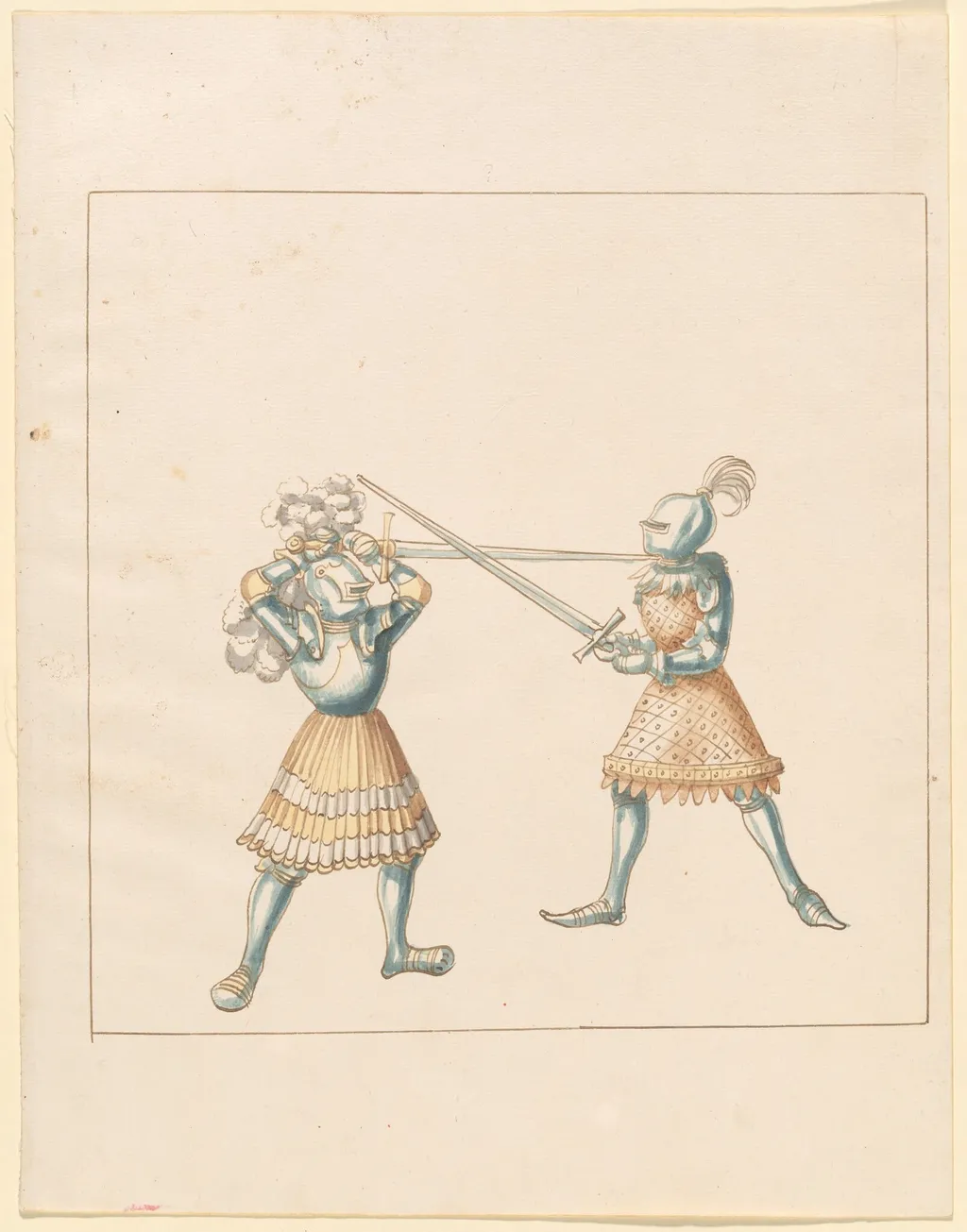 Foot Combat with Longswords, by German 16th Century, ink, 1514