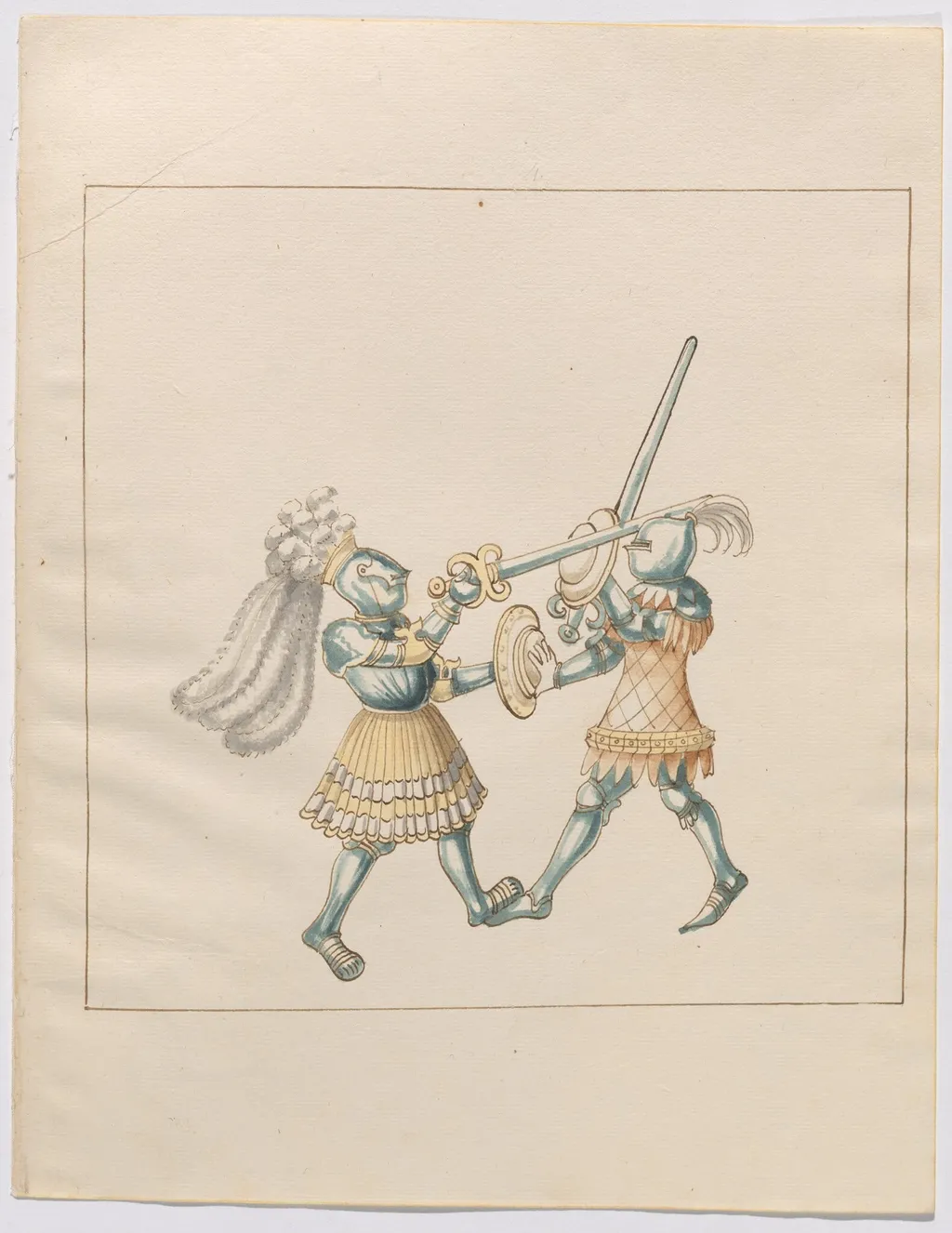 Foot Combat with Longswords and Buckler Shields, by German 16th Century, ink, 1514