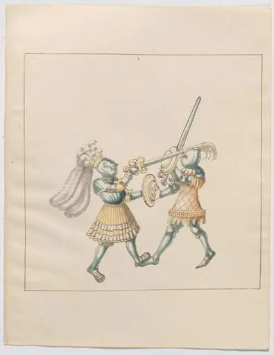 Foot Combat with Longswords and Buckler Shields, by German 16th Century