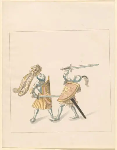 Foot Combat with Longswords and Shields, by German 16th Century