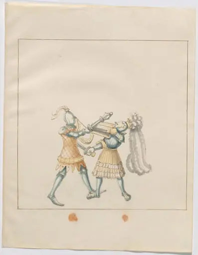 Foot Combat with Maces and Tartsche Shields, by German 16th Century