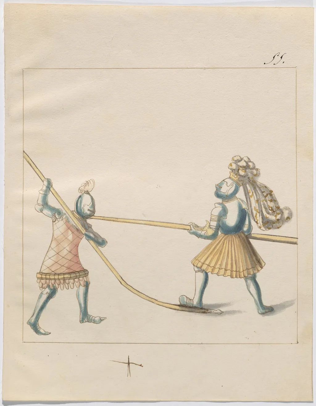 Foot Combat with Pikes, by German 16th Century, ink, 1514