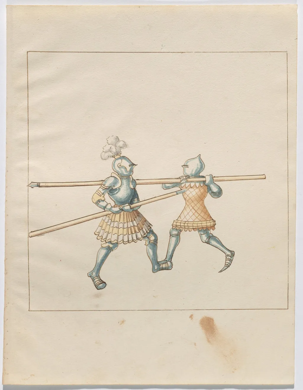 Foot Combat with Pikes, by German 16th Century, ink, 1514