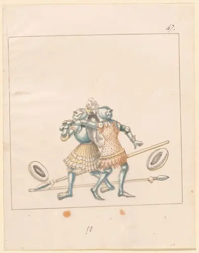 Foot Combat with Spears and Buckler Shields, by German 16th Century