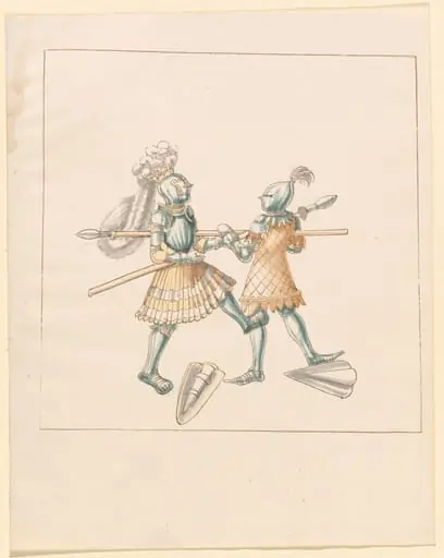 Foot Combat with Spears and Tartsche Shields, by German 16th Century