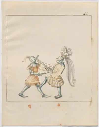 Foot Combat with War Hammers and Tartsche Shields, by German 16th Century