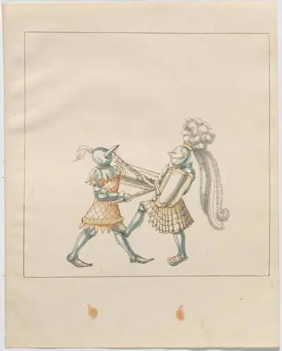 Foot Combat with War Hammers and Tartsche Shields, by German 16th Century
