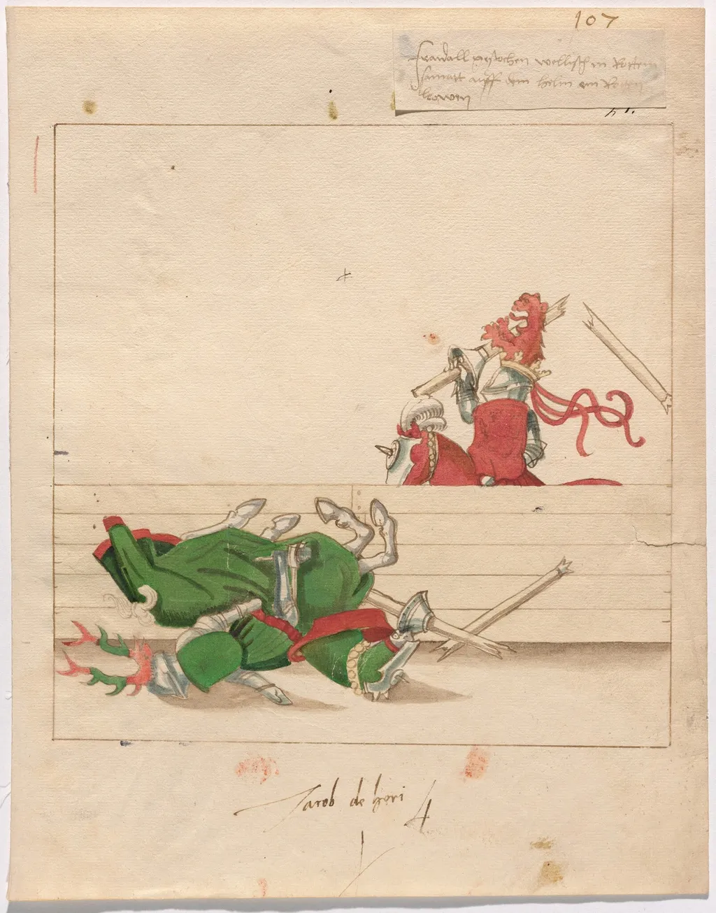 Italian Joust of Peace, by German 16th Century, chalk, 1514