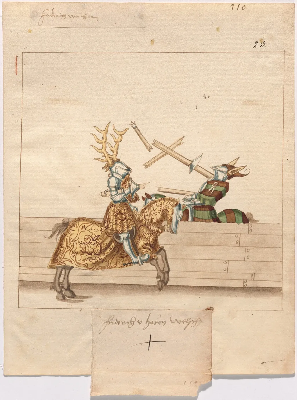 Italian Joust of Peace, by German 16th Century, ink, 1514