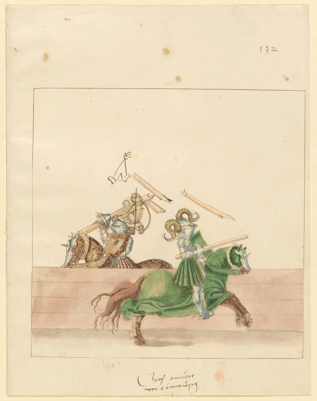 Italian Joust of Peace, by German 16th Century, ink, 1514