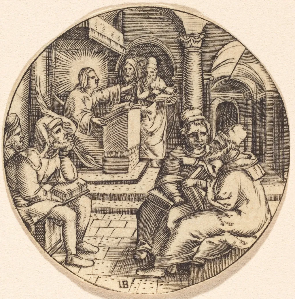 Jesus Preaching in the Temple, by German 16th Century, ink, 1550