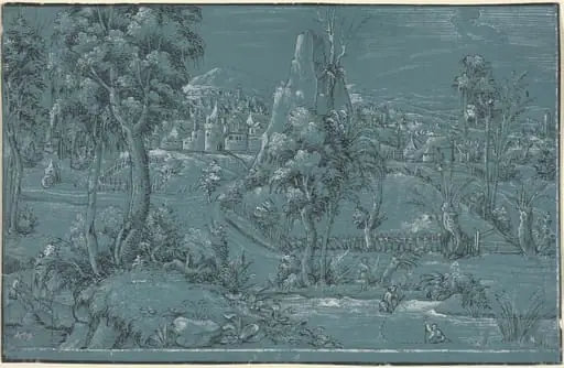 Landscape with Men Fishing, by German 16th Century