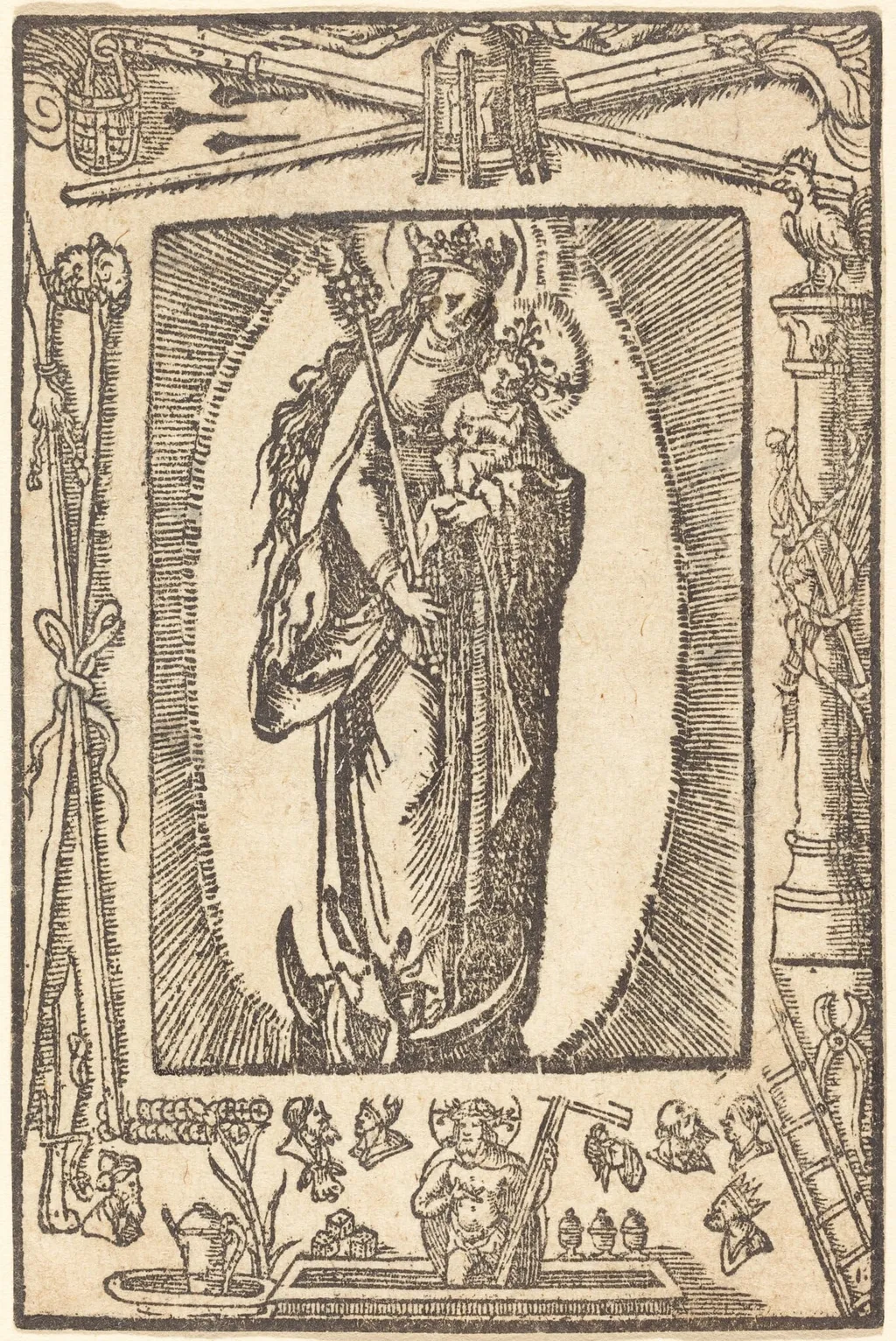 Madonna and Child, by German 16th Century, ink, 1550