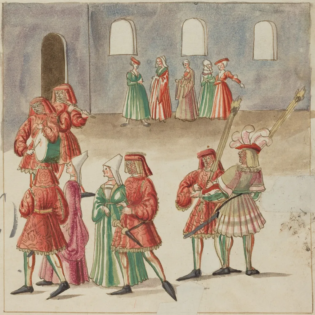 Masquerade, by German 16th Century, ink, 1514