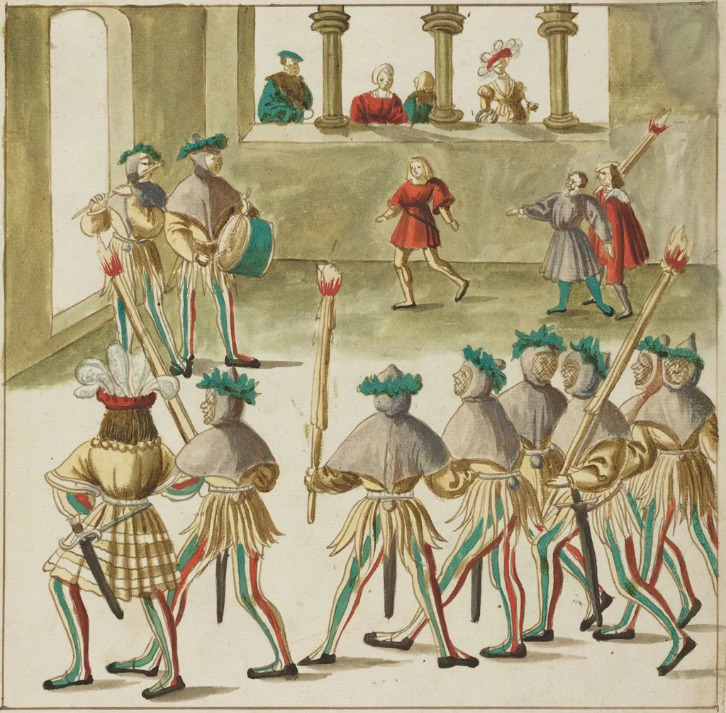 Masquerade, by German 16th Century, ink, 1514